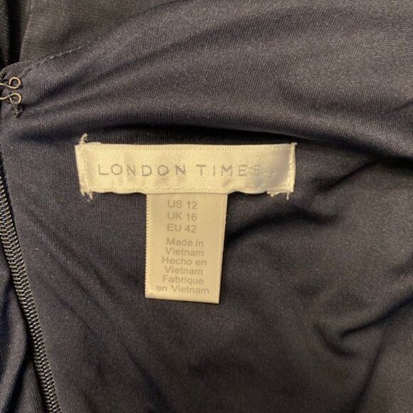 Women's London Times Navy Blue Dress Rushing Rhinestone Sleeveless Party Sz 12 - Picture 8 of 9